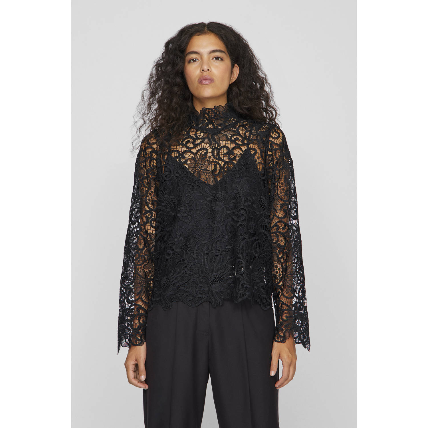 ROUGE EDIT semi-transparante top VIBOE zwart