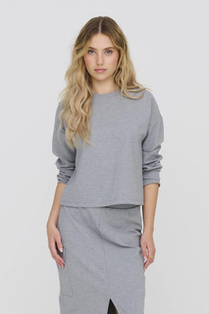 jersey sweater JDYSANDRA  grijs melange