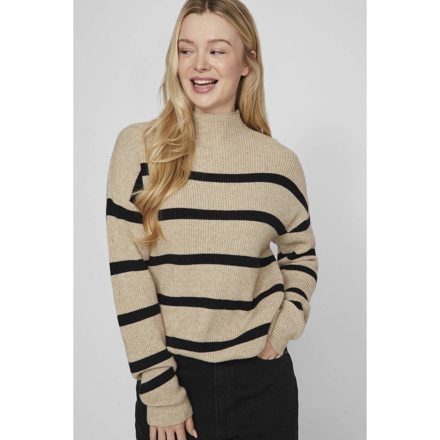 Vila Trui met staande kraag VIRIL MOCKNECK L S KNIT RIB TOP 2- NOOS