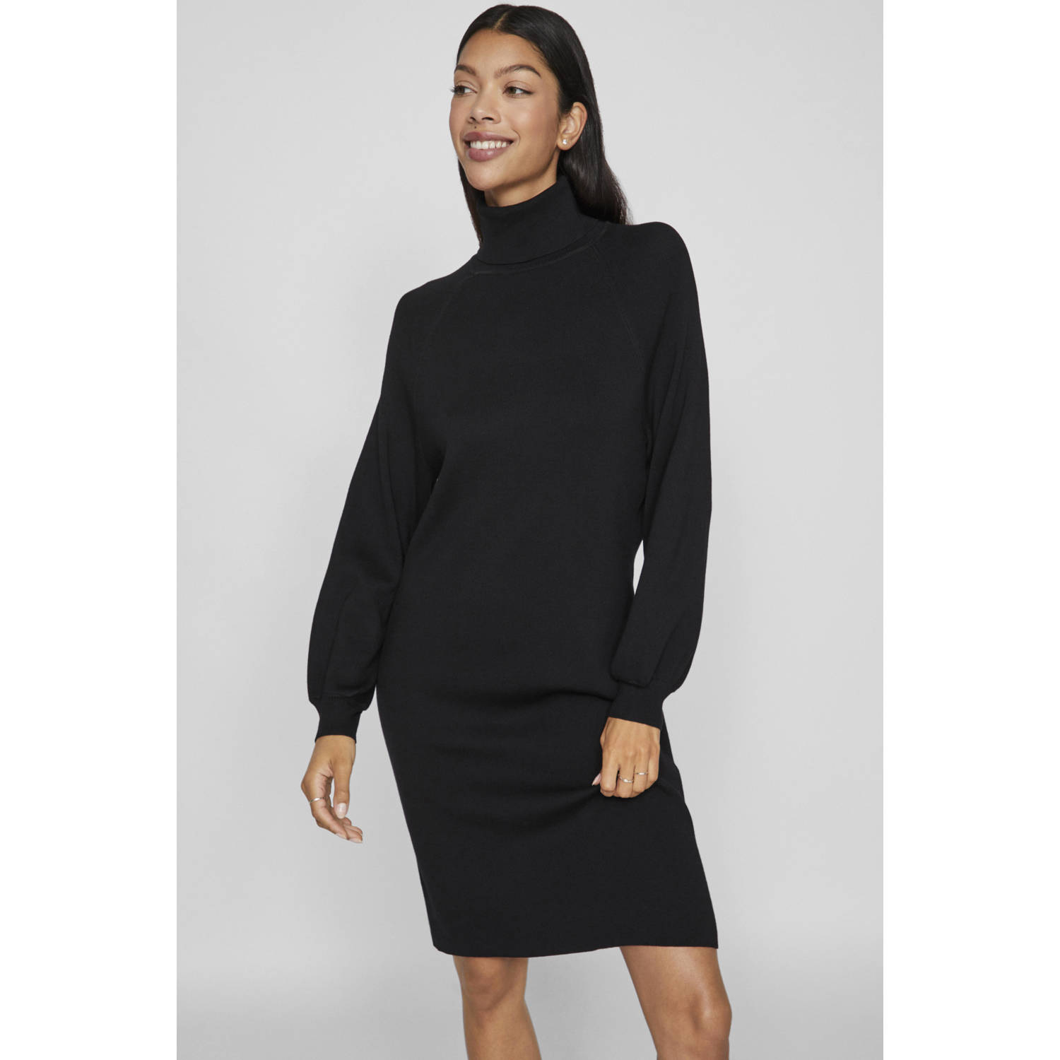 Vila Gebreide jurk VIOSTRIA ROLL NECK L S KNIT DRESS NOOS