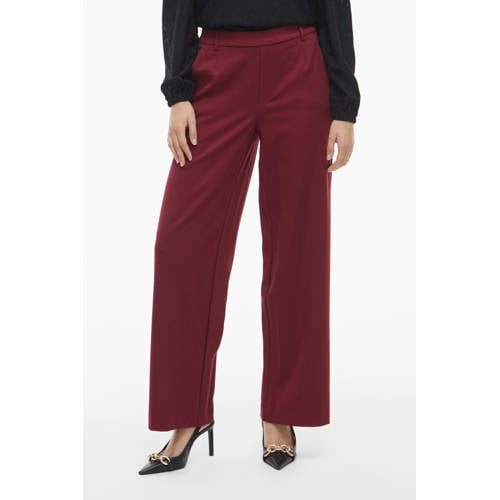 VILA high waist wide leg broek VIVARONE donkerrood afbeelding