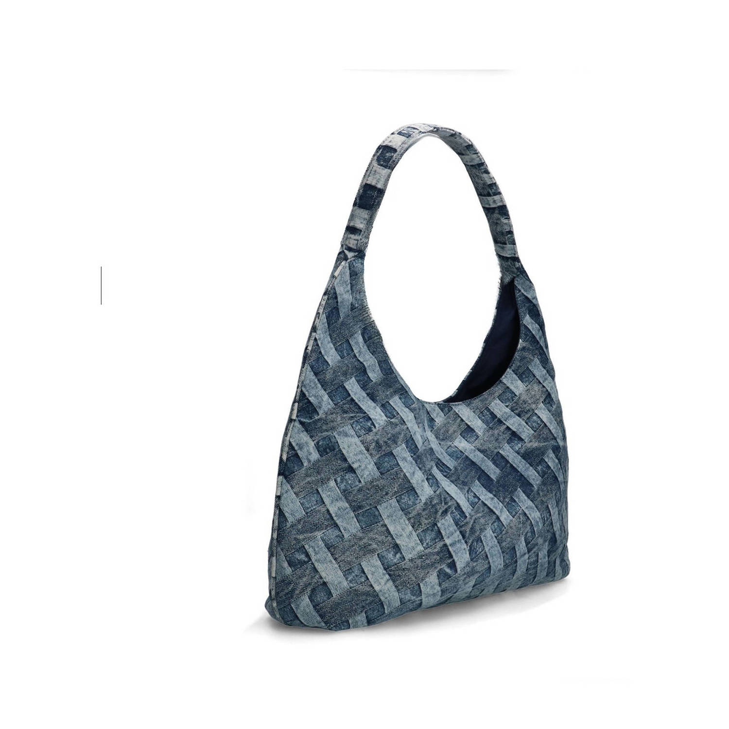 Manfield denim schoudertas blauw