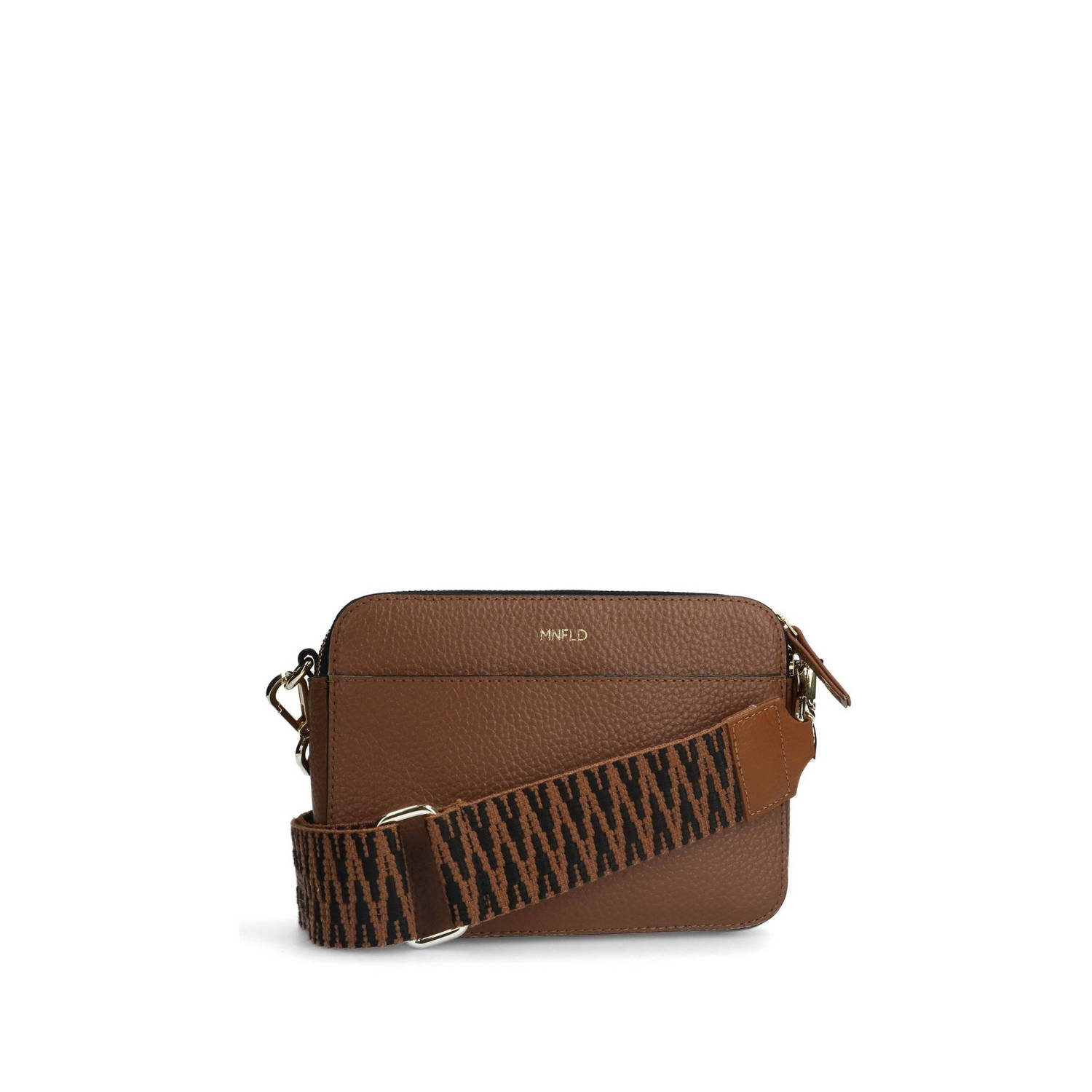 Manfield leren crossbody tas Cognac