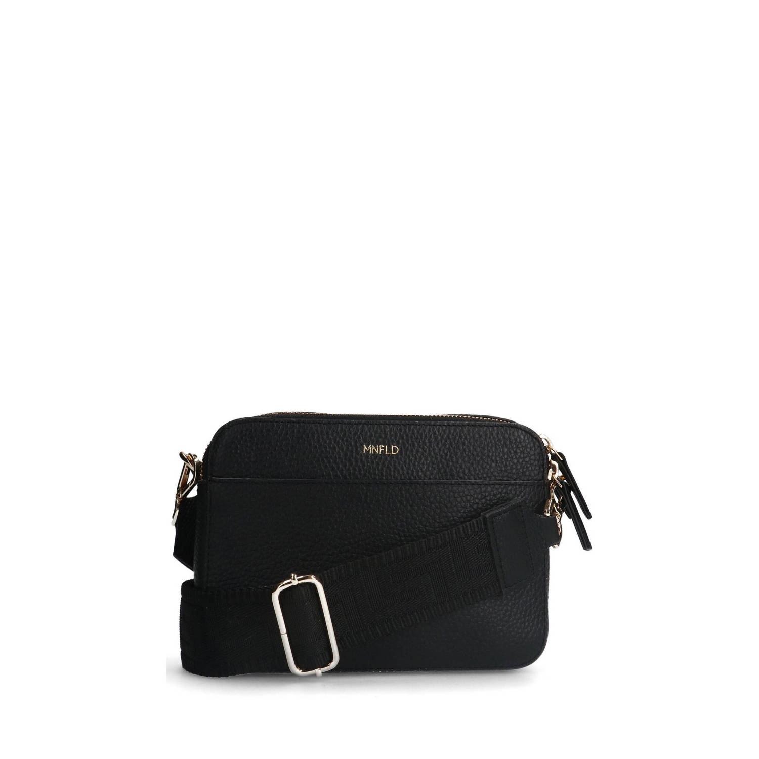 Manfield leren crossbody tas zwart