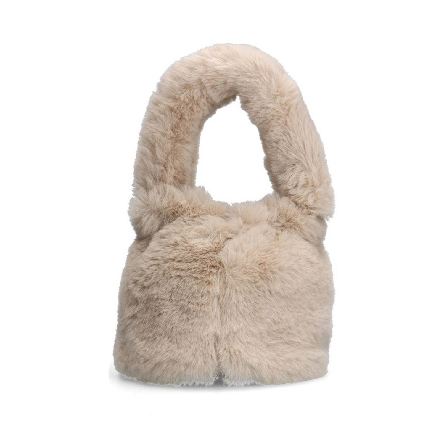 Manfield mini handtas van imitatiebont beige