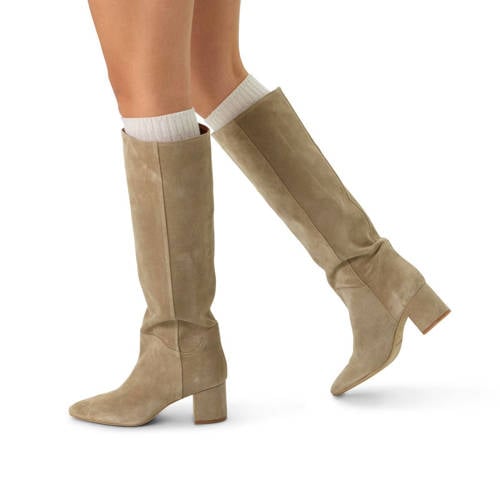 Manfield suéde hoge laarzen beige afbeelding