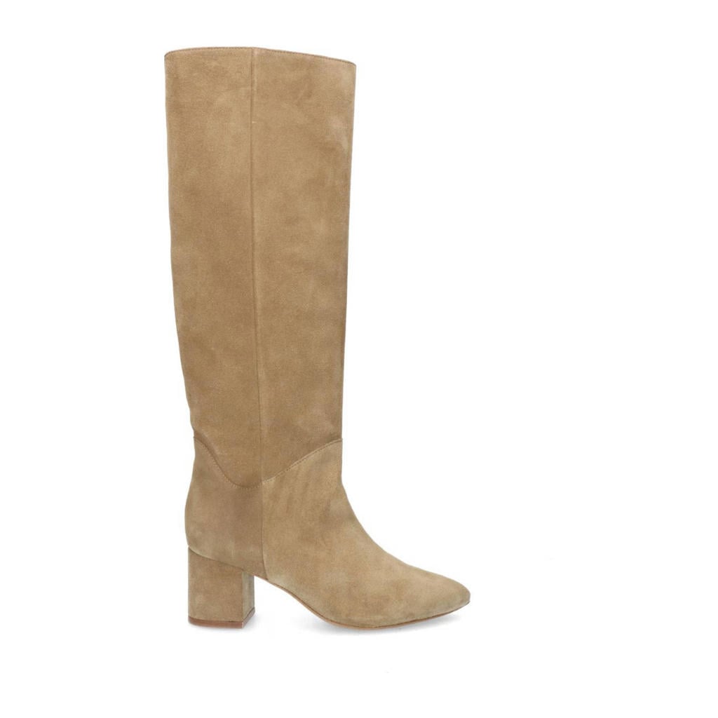 Beige dames Manfield suède hoge laarzen