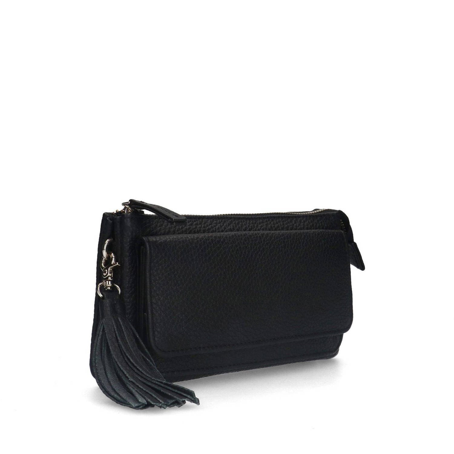Manfield leren clutch zwart