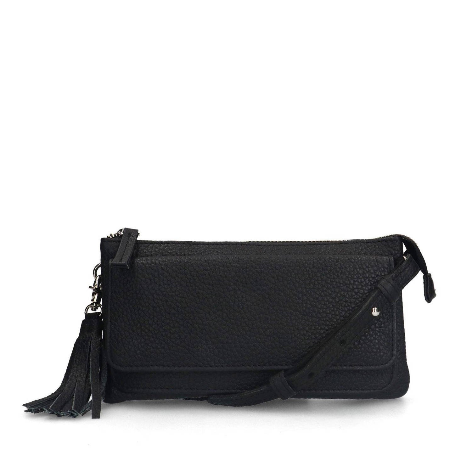 Manfield leren clutch zwart