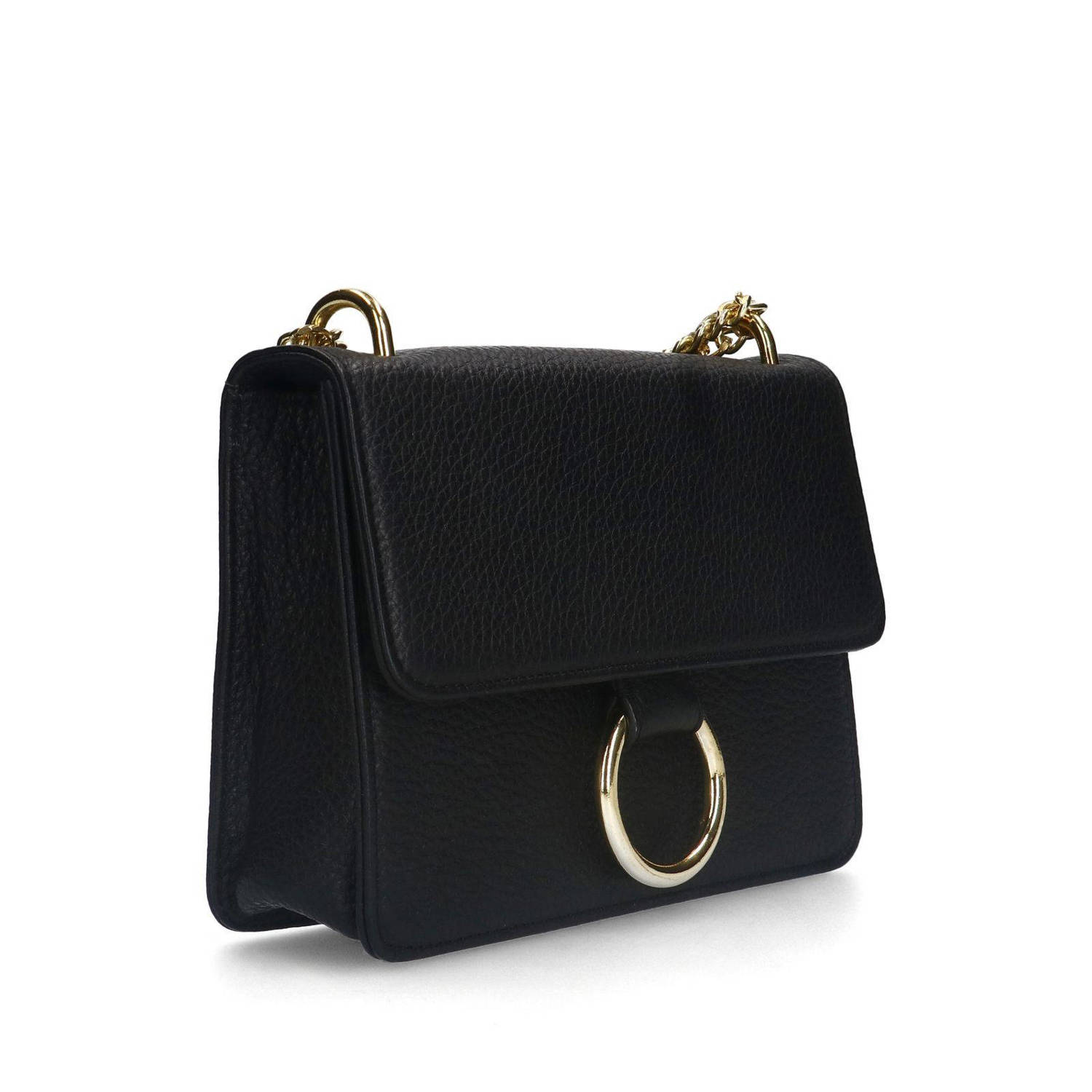 Manfield leren crossbody tas zwart
