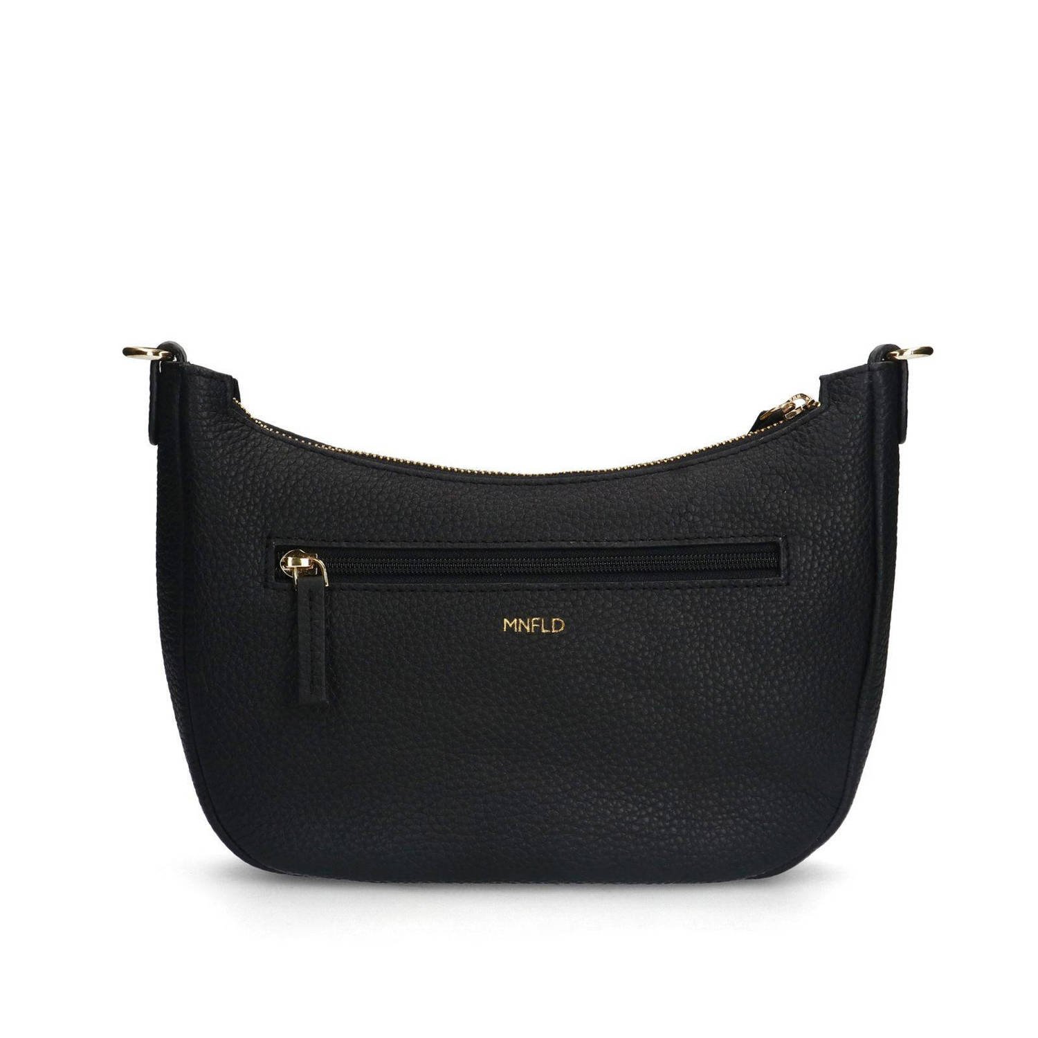 Manfield leren crossbody tas zwart