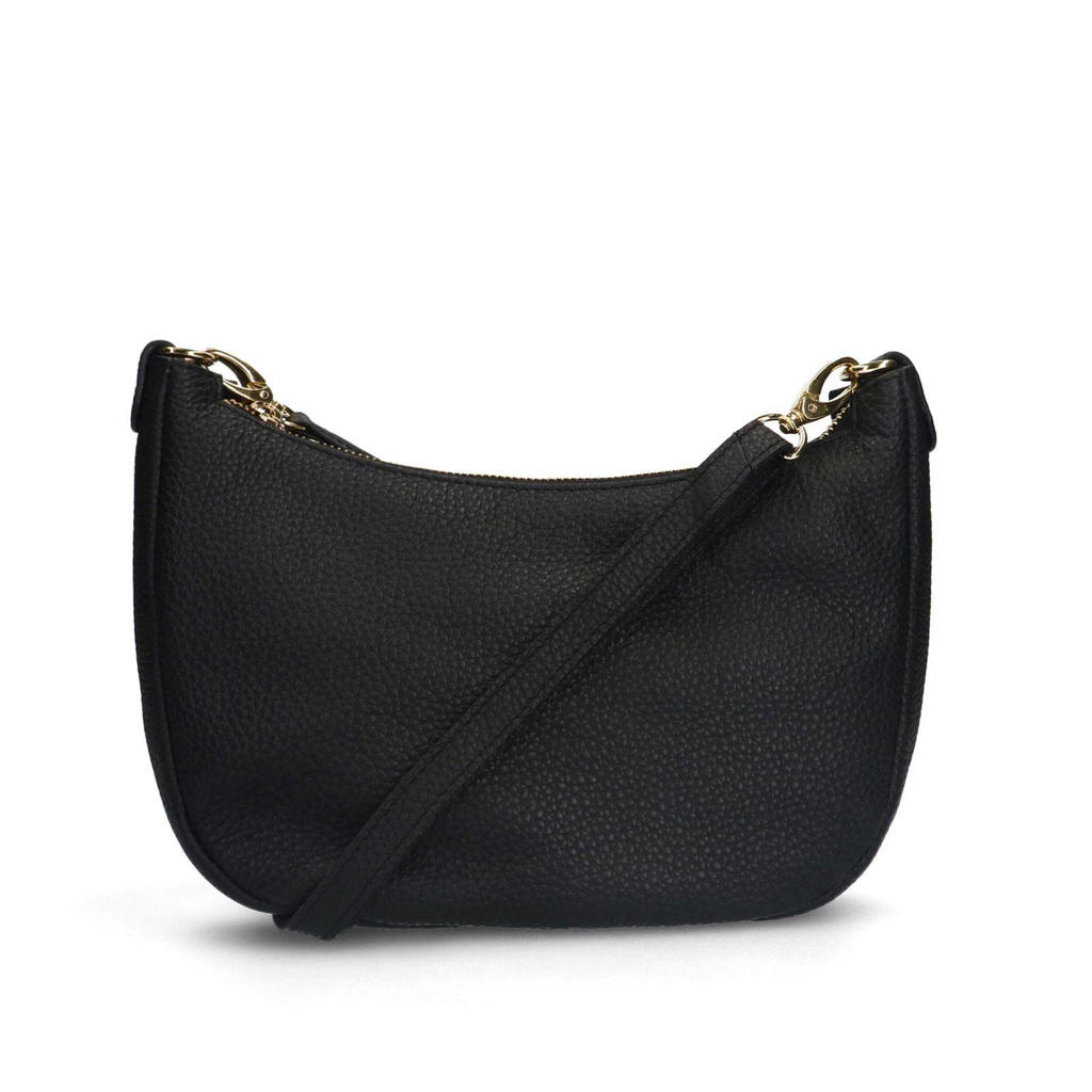 Manfield leren crossbody tas zwart
