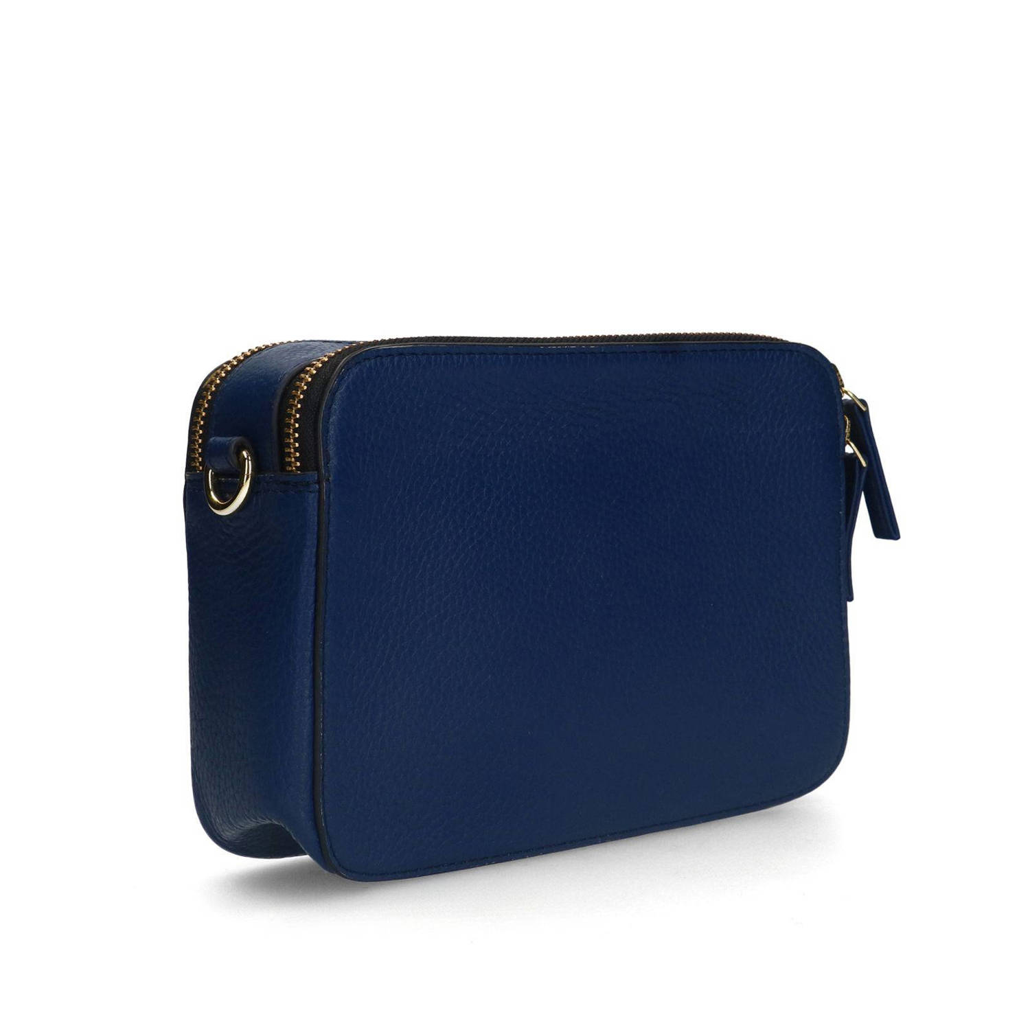 Manfield leren crossbody tas blauw