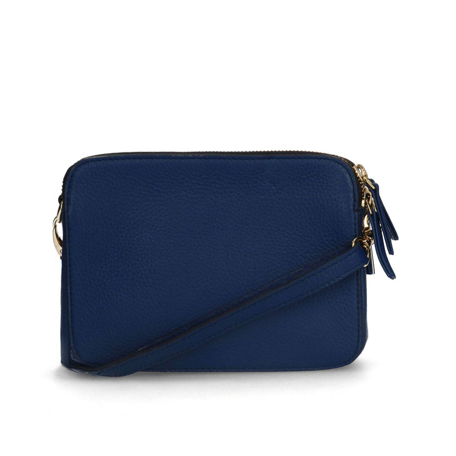 Manfield leren crossbody tas blauw
