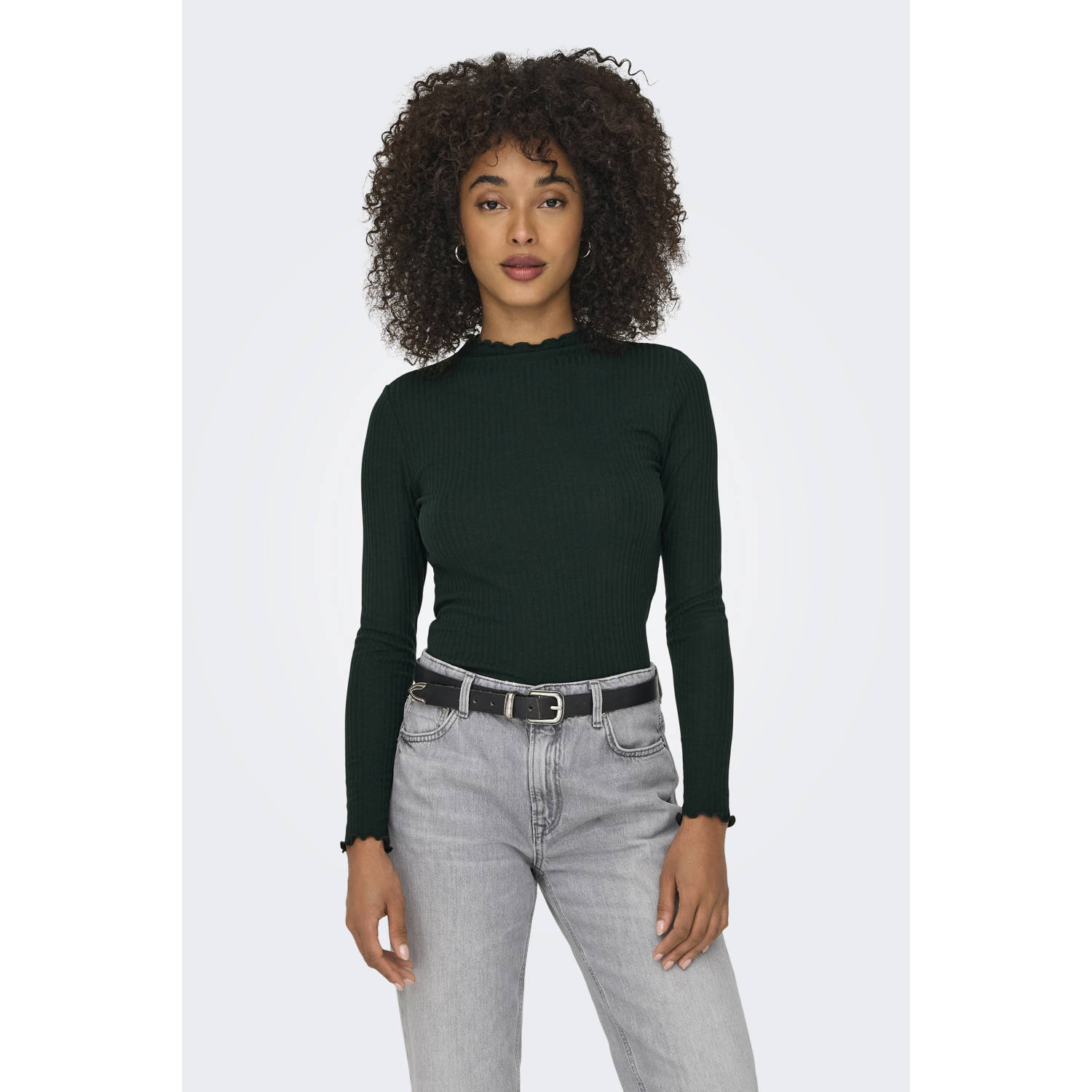 Only Shirt met lange mouwen in riblook model 'EMMA'