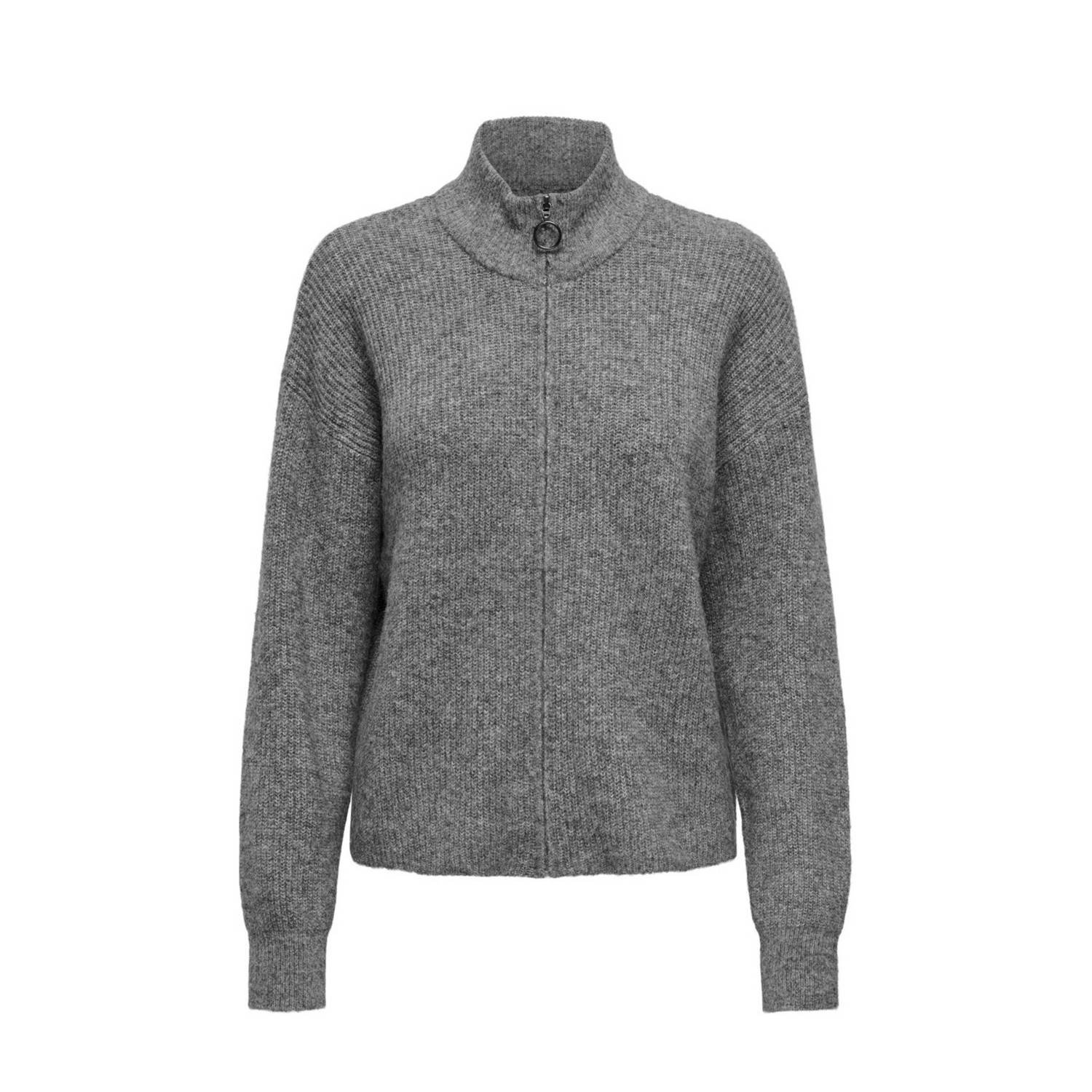 Only Loose fit gebreid jack met wol en opstaande kraag model 'TOKYO'