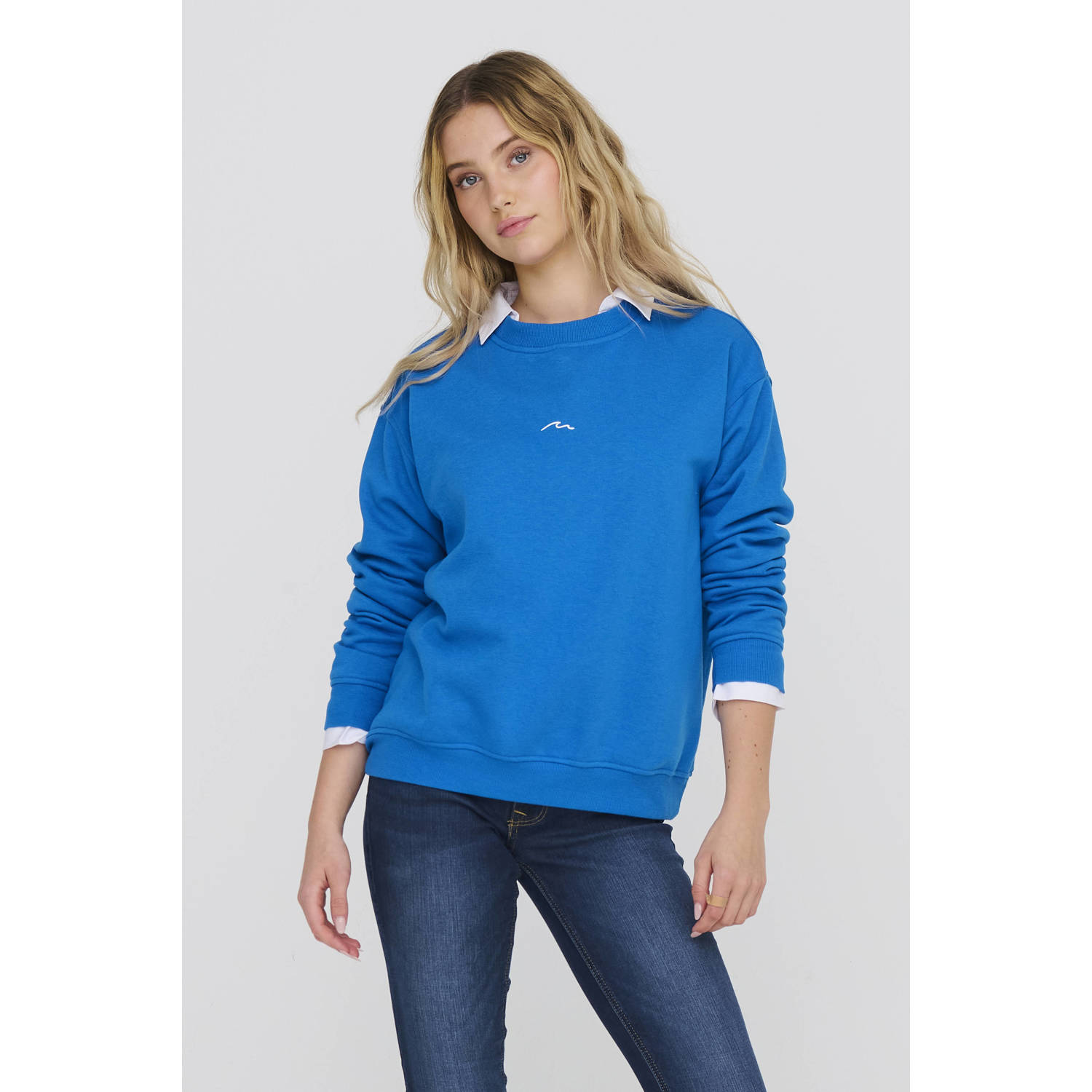 JDY Shelly Sterk x Wehkamp sweater JENNY blauw