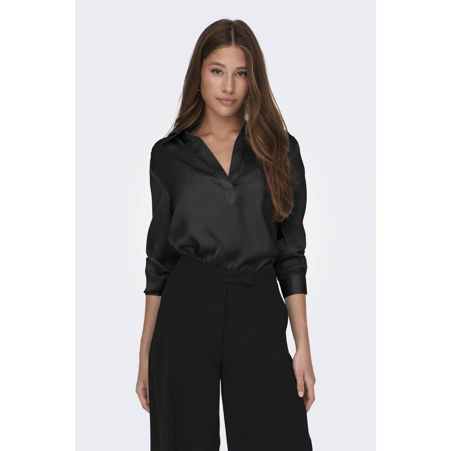 Only V-Hals Kraag Top in Zwart Black Dames