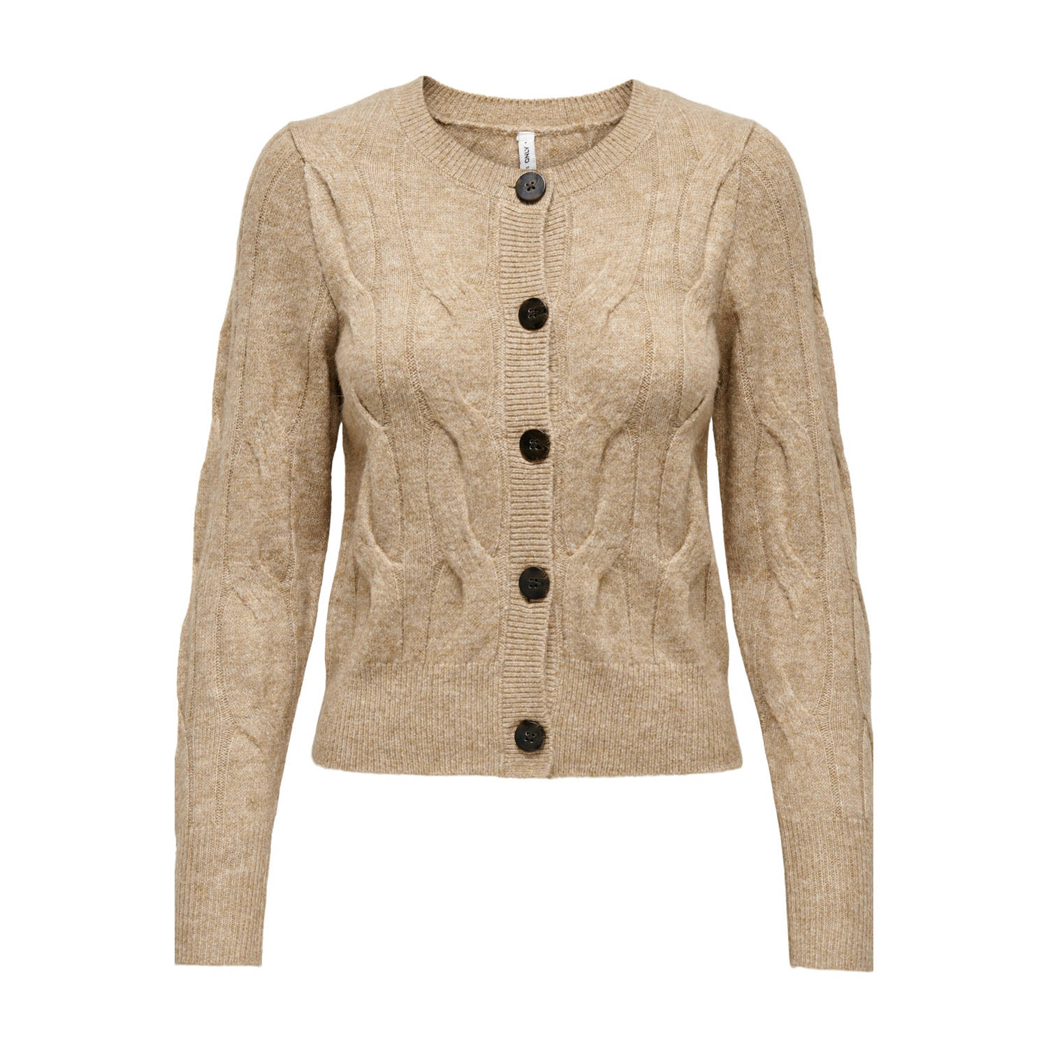ONLY vest ONLRIO met ingebreid patroon beige