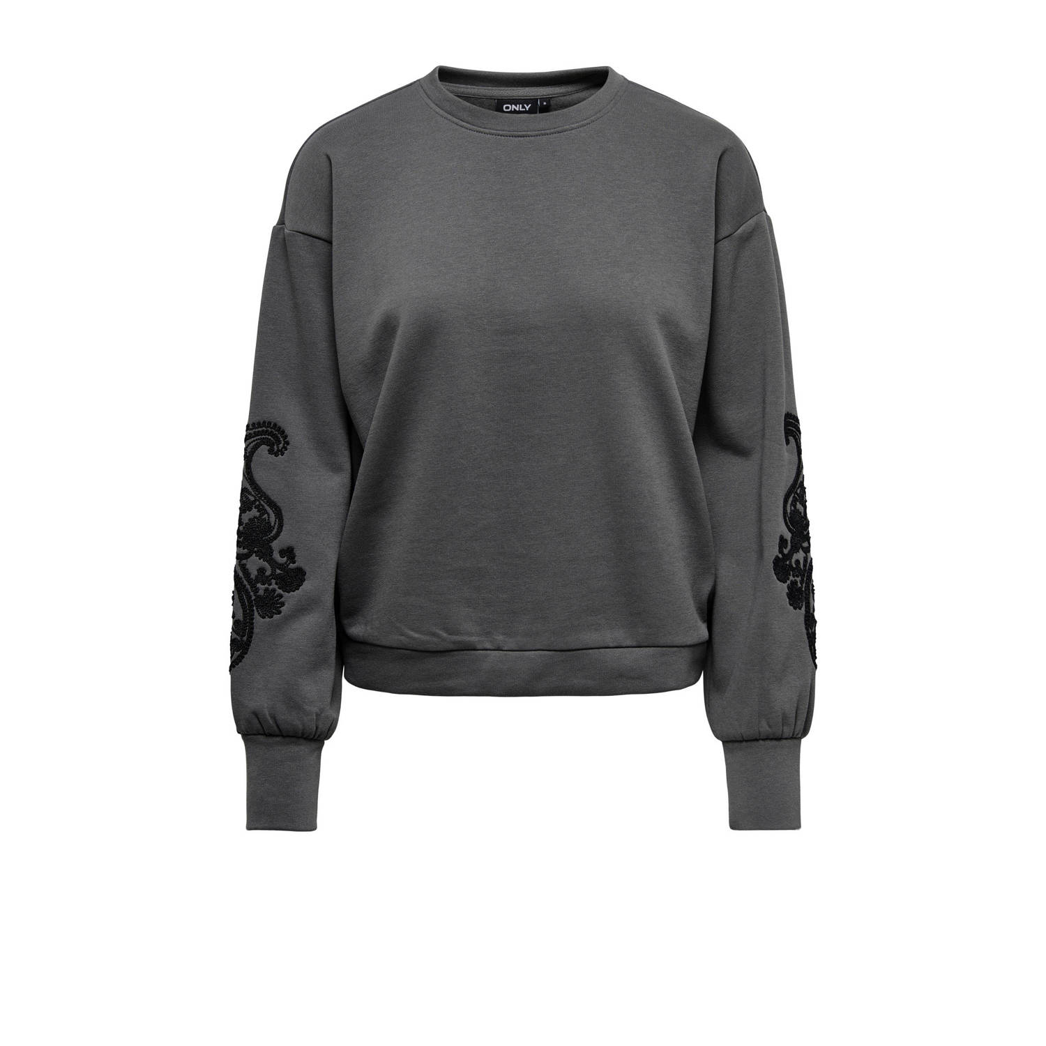 Only Geborduurde Sweater Magneet Paisley Ontwerp Gray Dames