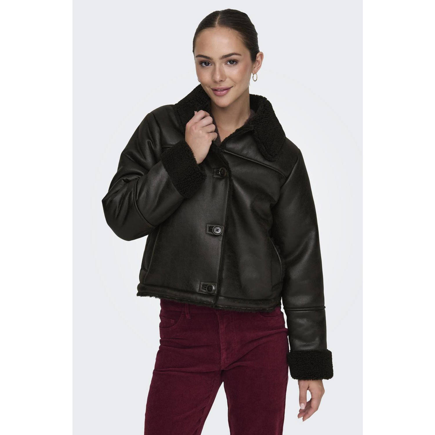 Jacqueline de Yong Bruine Polyester Jas en Jas Brown Dames