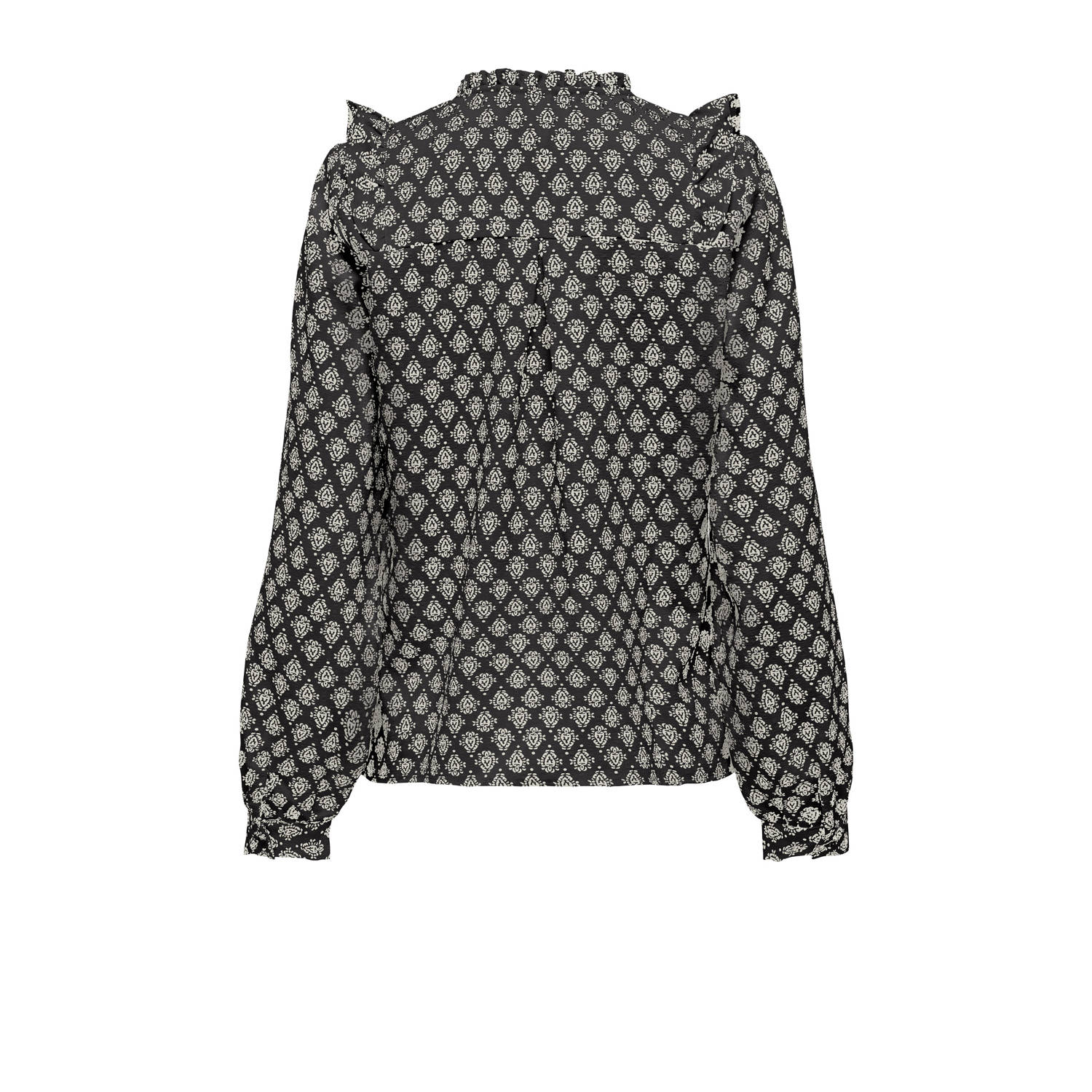 ONLY blouse ONLLUSIA met all over print zwart wit