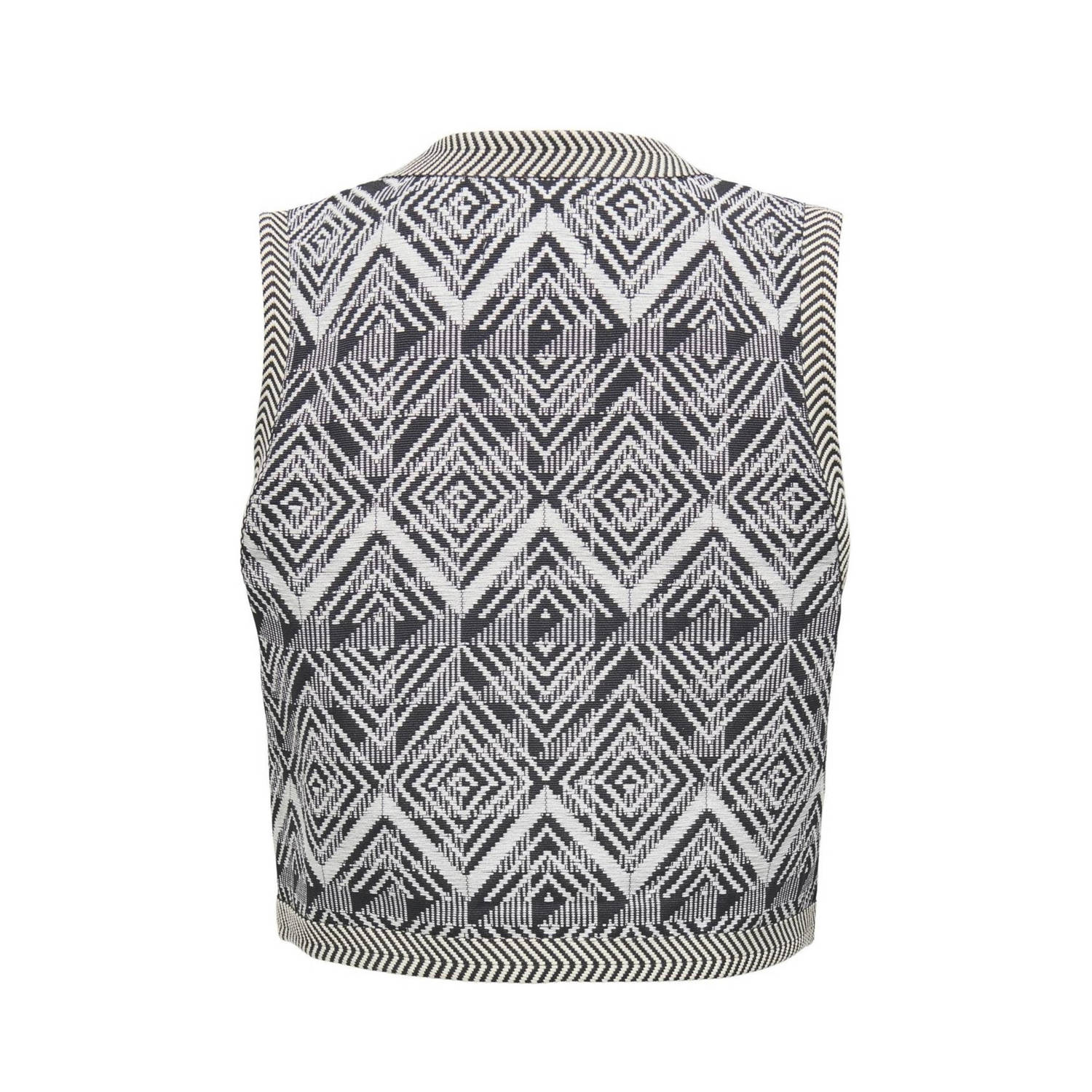 ONLY gilet ONLLILAH met jacquard grijs zwart ecru