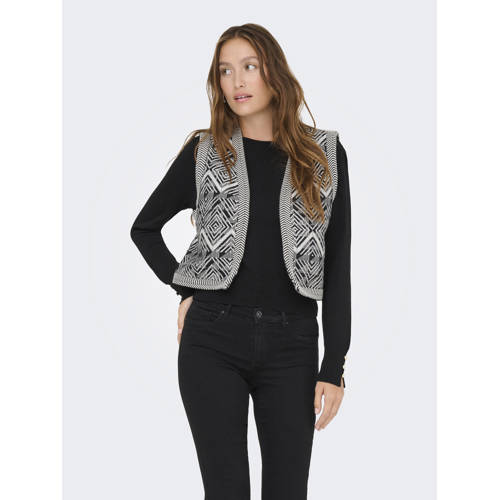 ONLY gilet ONLLILAH met jacquard grijs/zwart/ecru afbeelding