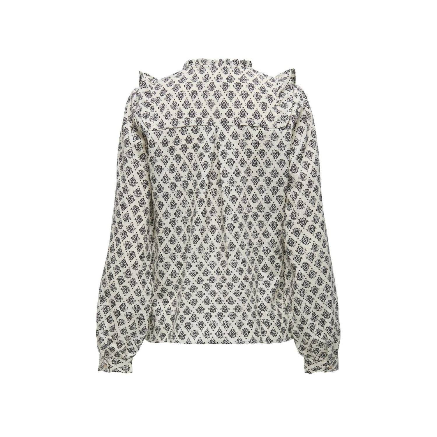ONLY blouse ONLLUSIA met all over print wit zwart