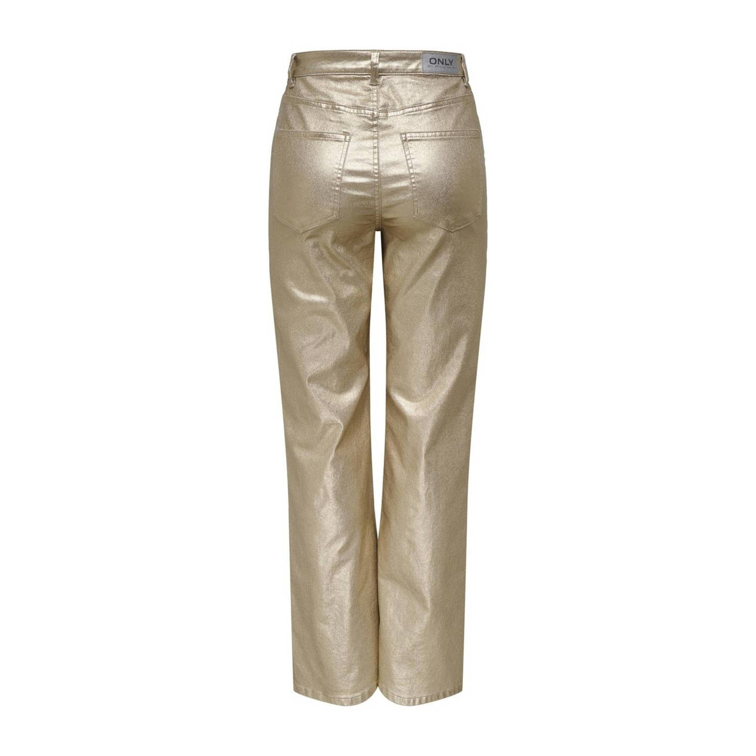 ONLY high waist straight fit broek ONLJUICY-VIV goud