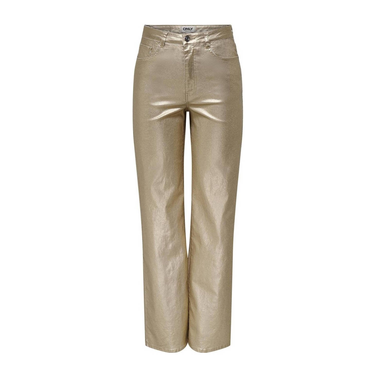 ONLY high waist straight fit broek ONLJUICY-VIV goud