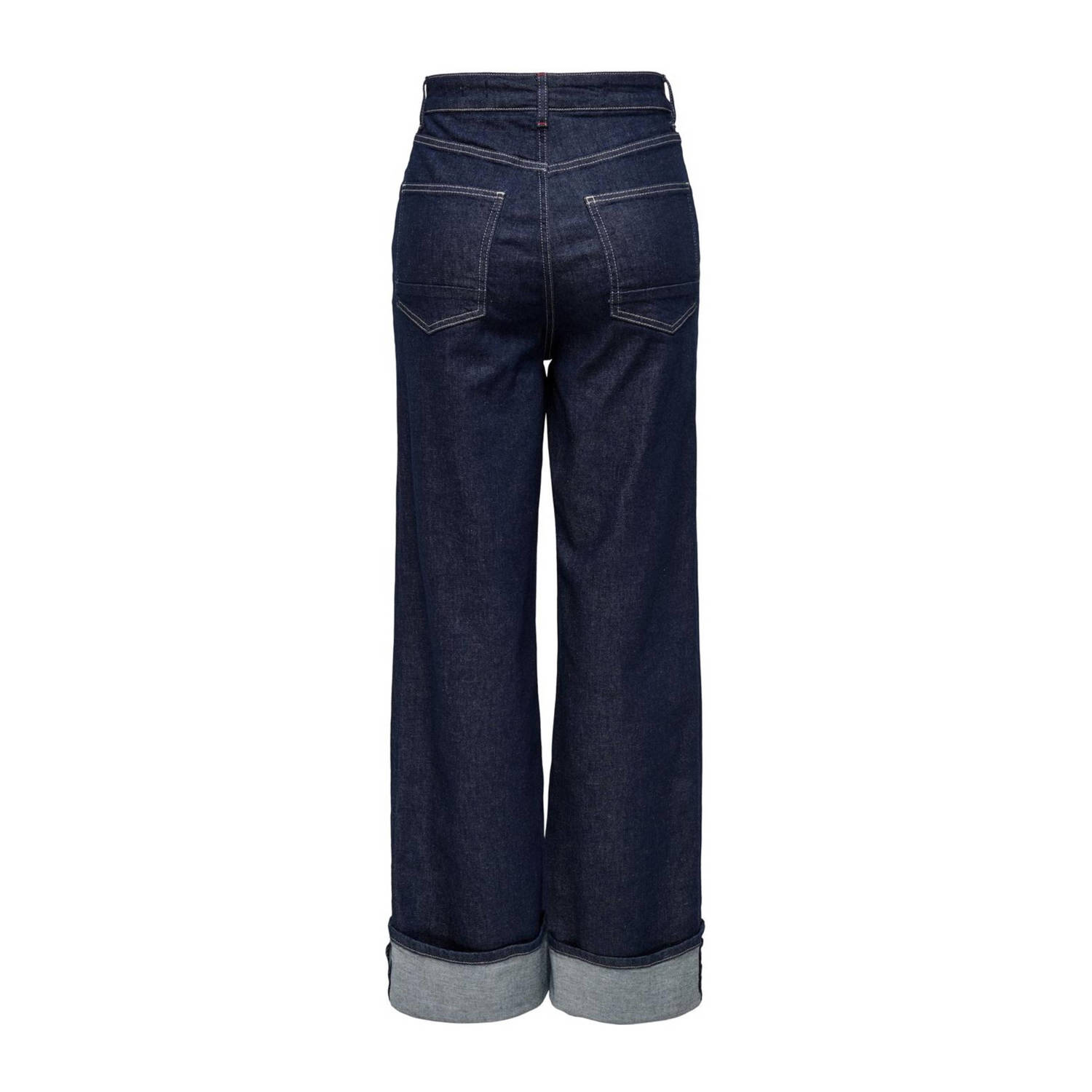 ONLY high waist wide leg jeans ONLMERCER dark blue denim