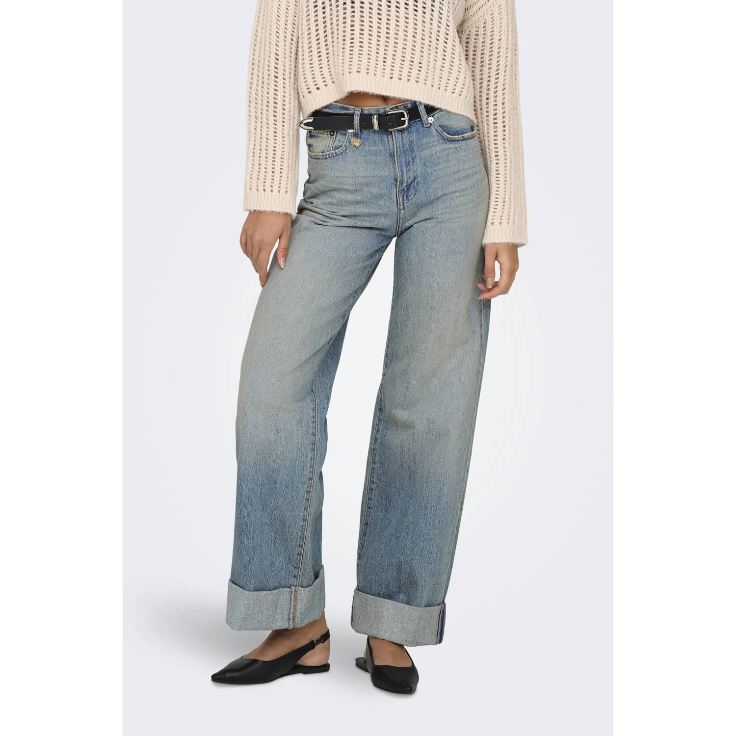 ONLY high waist wide leg jeans light blue denim