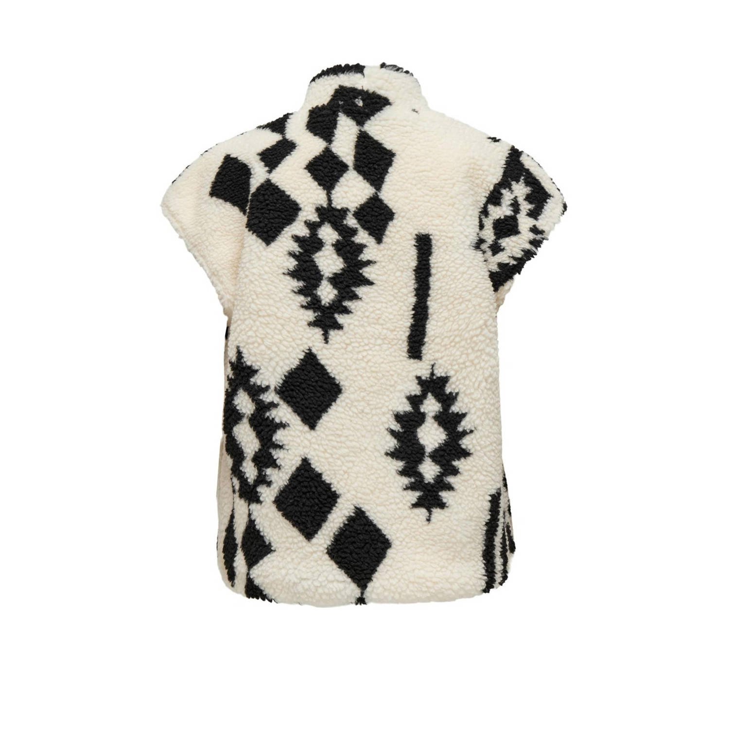 ONLY gilet ONLPOP met all over print crème zwart