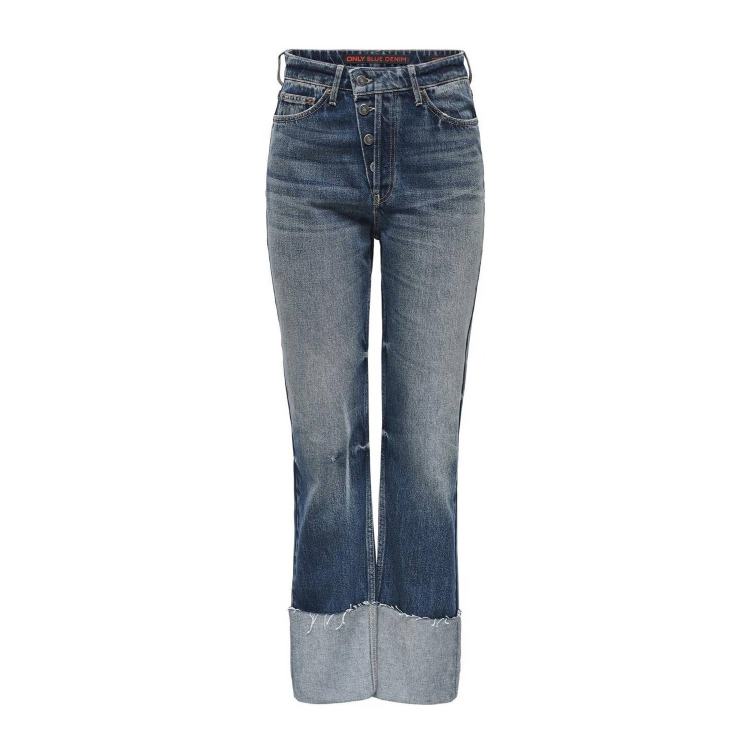 ONLY high waist straight leg jeans ONLHOWARD dark blue denim