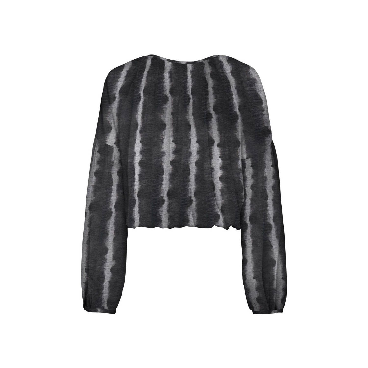 ONLY gestreepte blousetop ONLSTAR zwart grijs