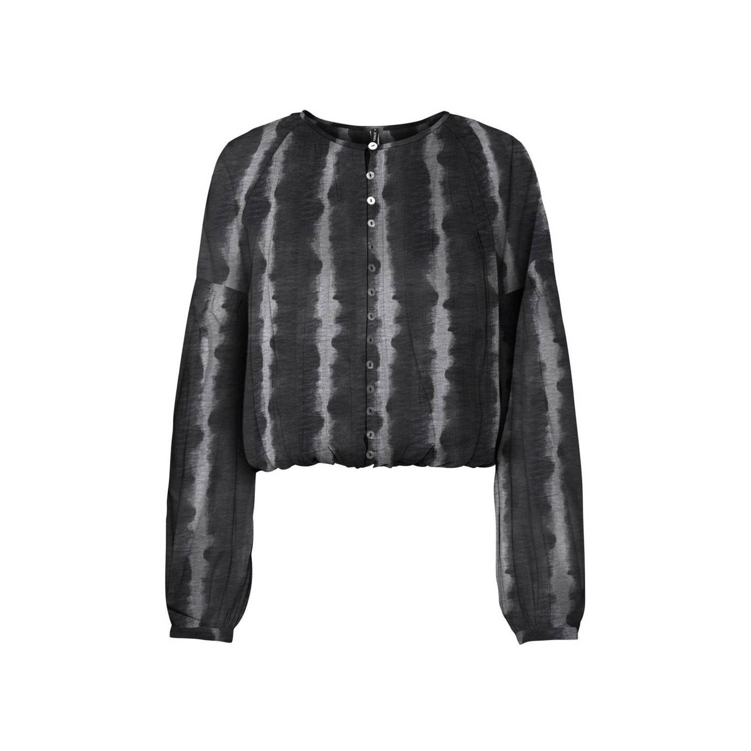 ONLY gestreepte blousetop ONLSTAR zwart grijs