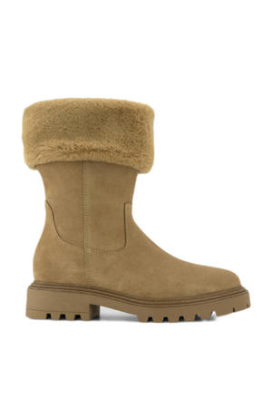   gevoerde nubuck enkellaarzen beige