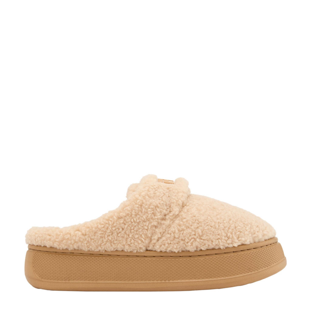 Beige dames Fila pantoffels van imitatiebont