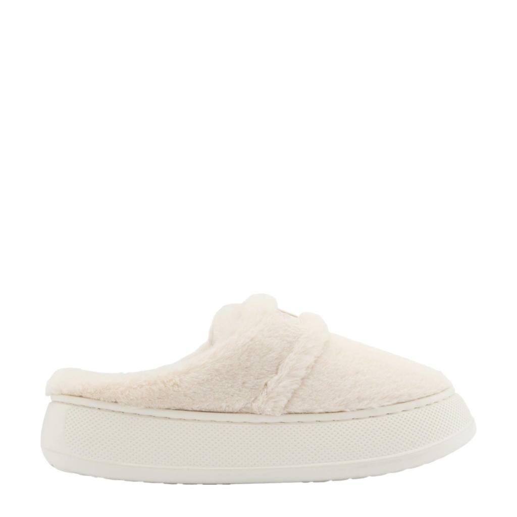 Ecru dames Fila pantoffels van imiatiebont