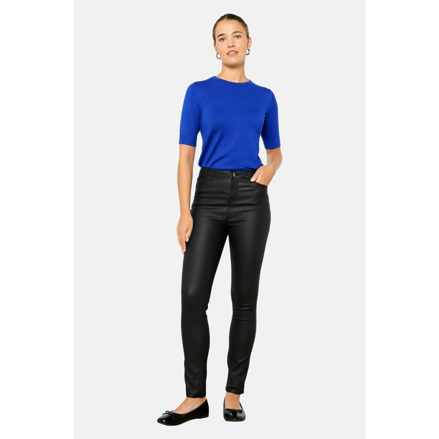 LOLALIZA coated skinny broek zwart