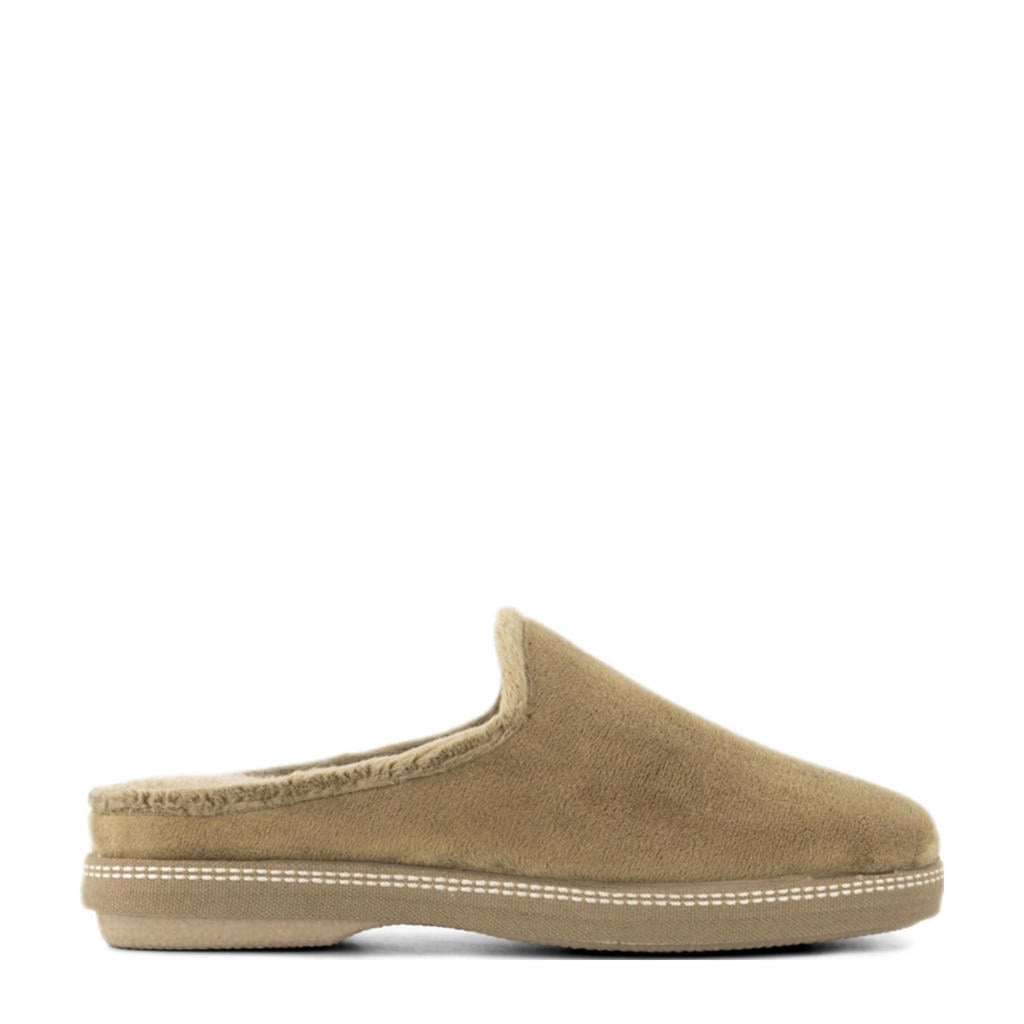 Taupe dames Casa mia pantoffels van textiel