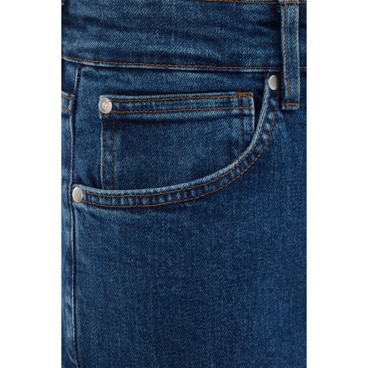 WE Fashion WE Fundamentals slim fit jeans 'rain ready' donkerblauw