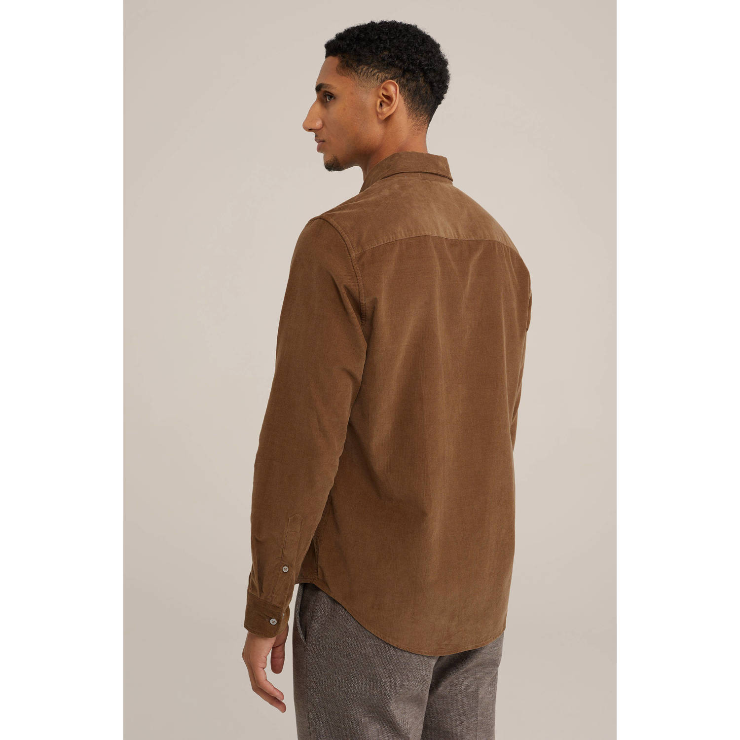 Van Gils corduroy slim fit overhemd cumin