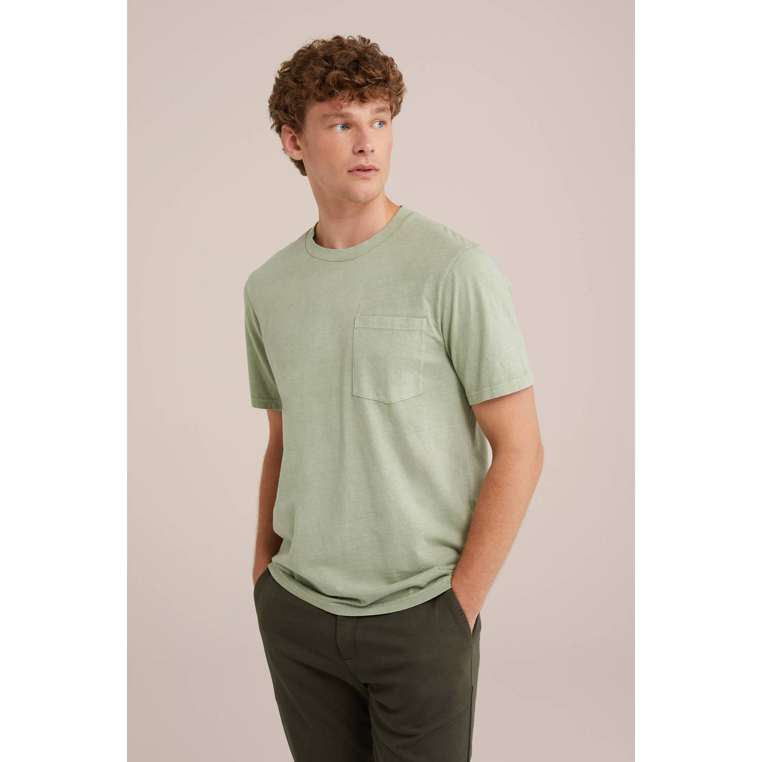 WE Fashion regular fit T-shirt moss green