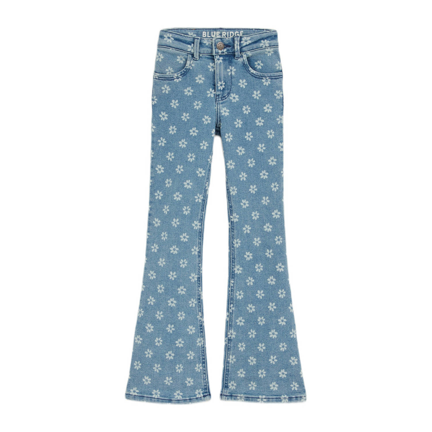 WE Fashion gebloemde flared jeans blue violet