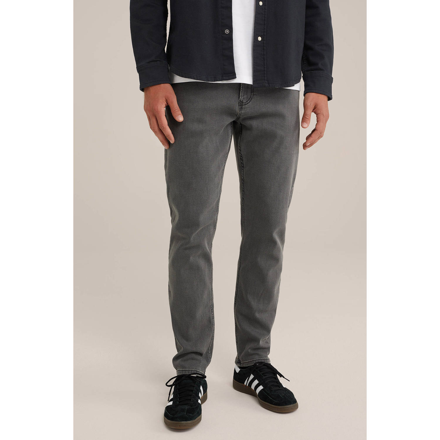 WE Fashion WE Fundamentals slim fit jeans 'rain ready' lichtgrijs