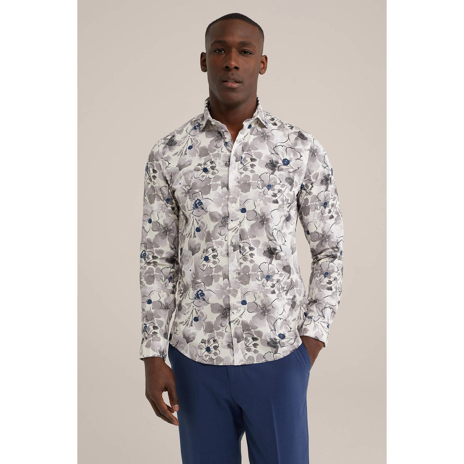WE Fashion regular fit overhemd met all over print mouse melange