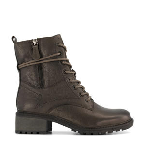   leren veterboots kaki