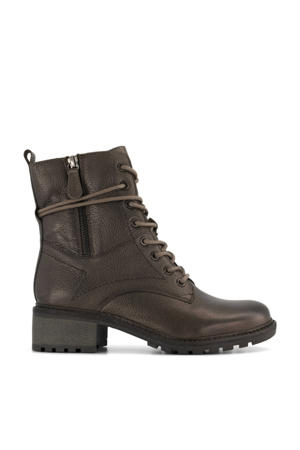   leren veterboots kaki